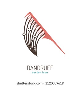 Dandruff icon. Hair problems collection. Vector illustration in flat style isolated on a white background. Beauty, dermatology and health care concept in brown colors.