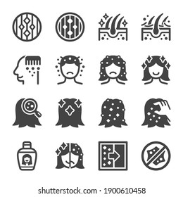 dandruff icon set,vector and illustration