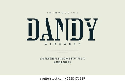 Dandy abstract digital technology logo font alphabet. Minimal modern urban fonts for logo, brand etc. Typography typeface uppercase lowercase and number. vector illustration