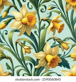 Dandy Daffodils Spring Print Design in Vector