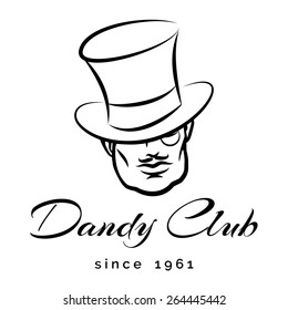 Dandy or Gentlemen Club logo or emblem. Only free fonts used. Isolated on white backround.