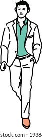 A dandy male vector walking in a suit