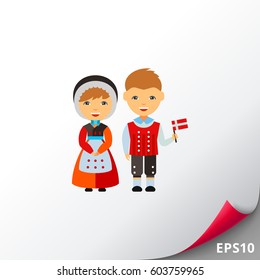 Dane couple in national dress vector icon