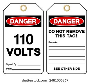 Danger 110 Volts Tag Symbol Sign,Vector Illustration, Isolate On White Background Label. EPS10
