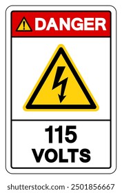 Danger 115 Volts Tag Symbol Sign,Vector Illustration, Isolate On White Background Label. EPS10