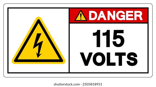 Danger 115 Volts Tag Symbol Sign,Vector Illustration, Isolate On White Background Label.EPS10