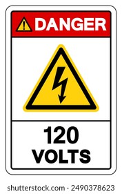 Danger 120 Volts Tag Symbol Sign,Vector Illustration, Isolate On White Background Label. EPS10