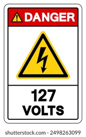 Danger 127 Volts Tag Symbol Sign,Vector Illustration, Isolate On White Background Label. EPS10