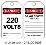 Danger 220 Volts Tag Symbol Sign,Vector Illustration, Isolate On White Background Label. EPS10