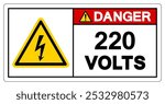 Danger 220 Volts Tag Symbol Sign,Vector Illustration, Isolate On White Background Label.EPS10