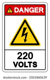 Danger 220 Volts Tag Symbol Sign,Vector Illustration, Isolate On White Background Label. EPS10