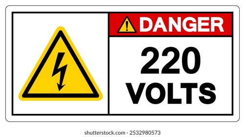 Danger 220 Volts Tag Symbol Sign,Vector Illustration, Isolate On White Background Label.EPS10