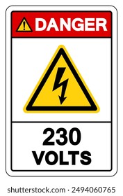 Danger 230 Volts Tag Symbol Sign,Vector Illustration, Isolate On White Background Label. EPS10