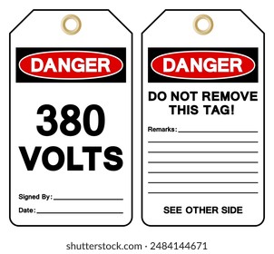 Danger 380 Volts Tag Symbol Sign,Vector Illustration, Isolate On White Background Label. EPS10