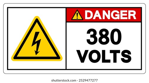 Sinal de símbolo de marca de perigo 380 volts, Ilustração de vetor, Isolar no fundo branco Label.EPS10