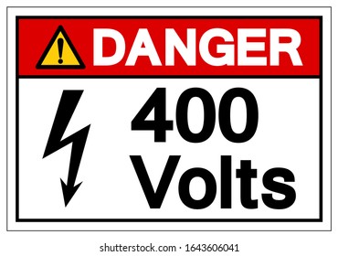 Danger 400 Volts Symbol Sign, Vector Illustration, Isolate On White Background Label .EPS10