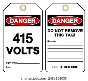 Danger 415 Volts Tag Symbol Sign,Vector Illustration, Isolate On White Background Label. EPS10