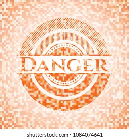  Danger abstract orange mosaic emblem with background