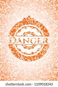 Danger abstract orange mosaic emblem