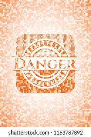 Danger abstract orange mosaic emblem