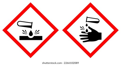 Danger acid vector warning sign isolated on white background, beware of hazardous chemical substance, precaution safety illustration.