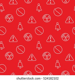Danger and alarm red seamless pattern. Vector illustration.
