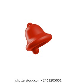 Danger alarm signal bell 3D vector icon. 3d render red ringing handbell danger attention, warning urgent reminder. Realistic volumetric illustration isolated on white. Emergency notifications alert