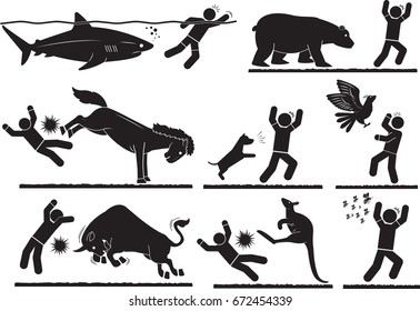 danger animals icon set