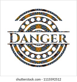  Danger arabesque style badge. arabic decoration.