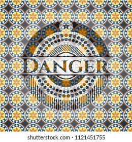 Danger arabic emblem background. Arabesque decoration.