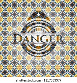 Danger arabic style emblem. Arabesque decoration.