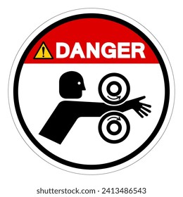 Danger Arm Entangle Rollers Right Symbol Sign, Vector Illustration, Isolate On White Background Label .EPS10