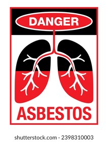 Danger Asbestos - warning sign with lungs affecting the hazardous substance