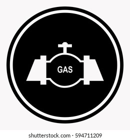 Danger attention logo sign in round shape with white gas pipe with tap vector illustration. Colorless warning symbol that shows some hazard. Attention icon in flat design of gas warning on white.