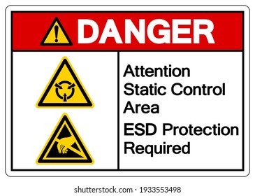 Danger Attention Static Control Area ESD Protection Required Symbol Sign, Vector Illustration, Isolated On White Background Label .EPS10