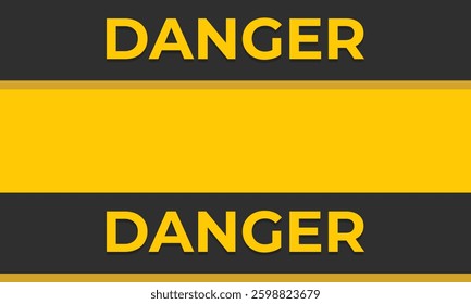 Danger background. Hacked system or cyber attack. Warning vector illustration. Yellow and black flat background with copy space and negative space.