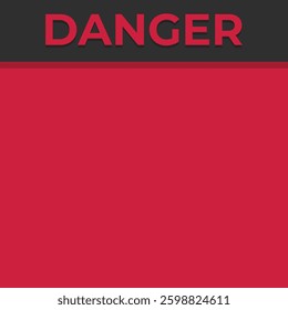 Danger background. Hacked system or cyber attack. Warning vector illustration. Red and black background with copy space and negative space.
