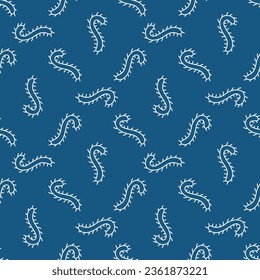 Gefahr Bacteria Vektor-Konzept blauer nahtloser Muster in dünnen Linie Stil