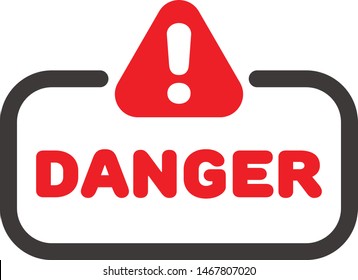 Danger badge or banner vector with danger hazard street sign icon.