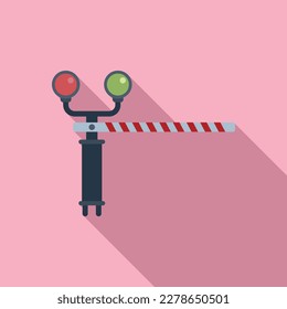 Danger barrier icon flat vector. Train road. Open control