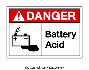 Danger Battery Acid Symbol Sign, Vector Illustration, Isolated On White Background Label. EPS10