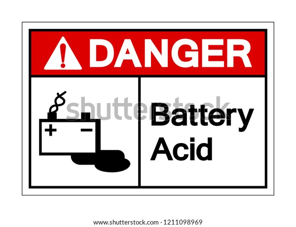 白い背景に危険なバッテリーの酸の記号 ベクターイラスト Eps10 のベクター画像素材 ロイヤリティフリー