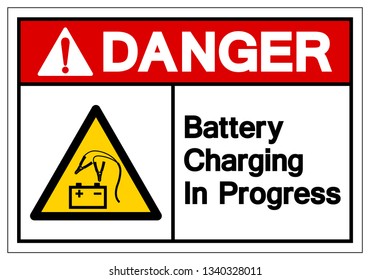 Danger Battery Charging In Progress Symbol Sign, Vector Illustration, Isolate On White Background Label. EPS10