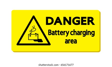 Danger : Battery charging rea. Sign, symbol, illustration