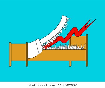 danger bed with teeth. Toothed bed  Mouth with fangs. Vector illustration

