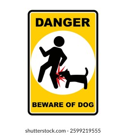 danger beware of dog sign yellow vector