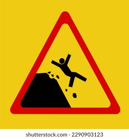 Danger beware falling sign, Silhouette Slip and fall icon in the red triangle on yellow background, Illustration vector design