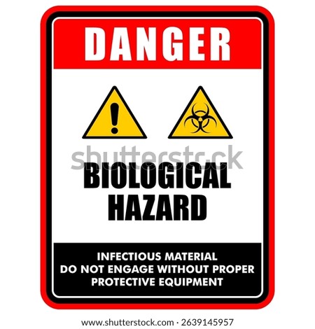 Danger, biological hazard, infectious material, do not engage without proper protective equipment, sign vector