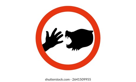 Danger  bite sign, black and red isolated silhouette