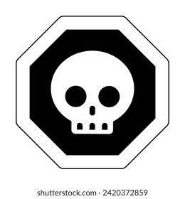 danger black octagon skull warning sign of caution hazard traffic toxic poison icon symbol vector flat design for badges emblems website mobile isolated on white Background
